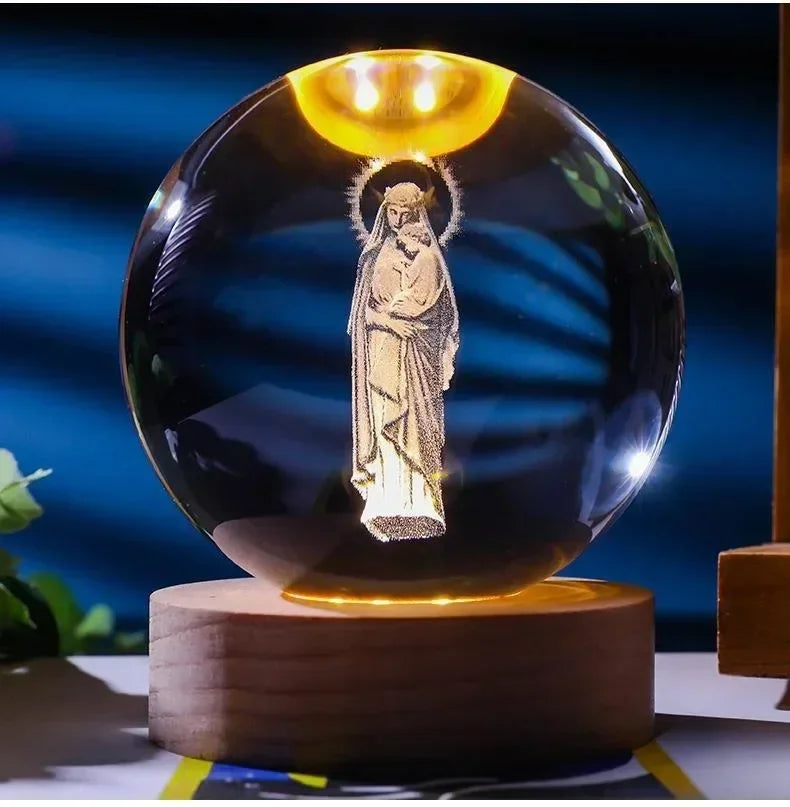 Bolas de Cristal Iluminadas com Símbolos Sagrados