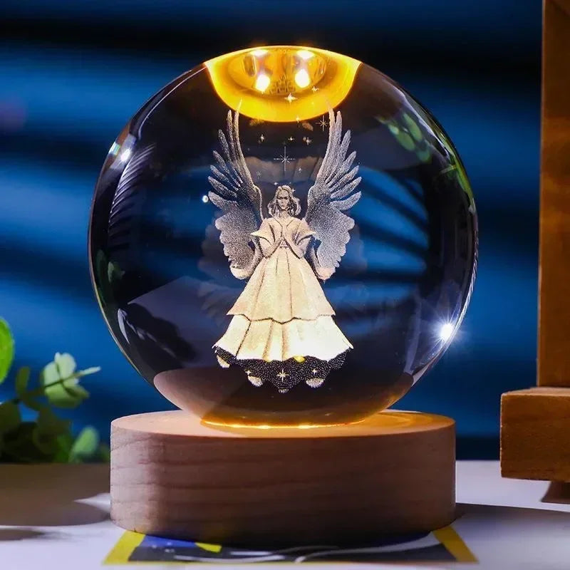 Bolas de Cristal Iluminadas com Símbolos Sagrados