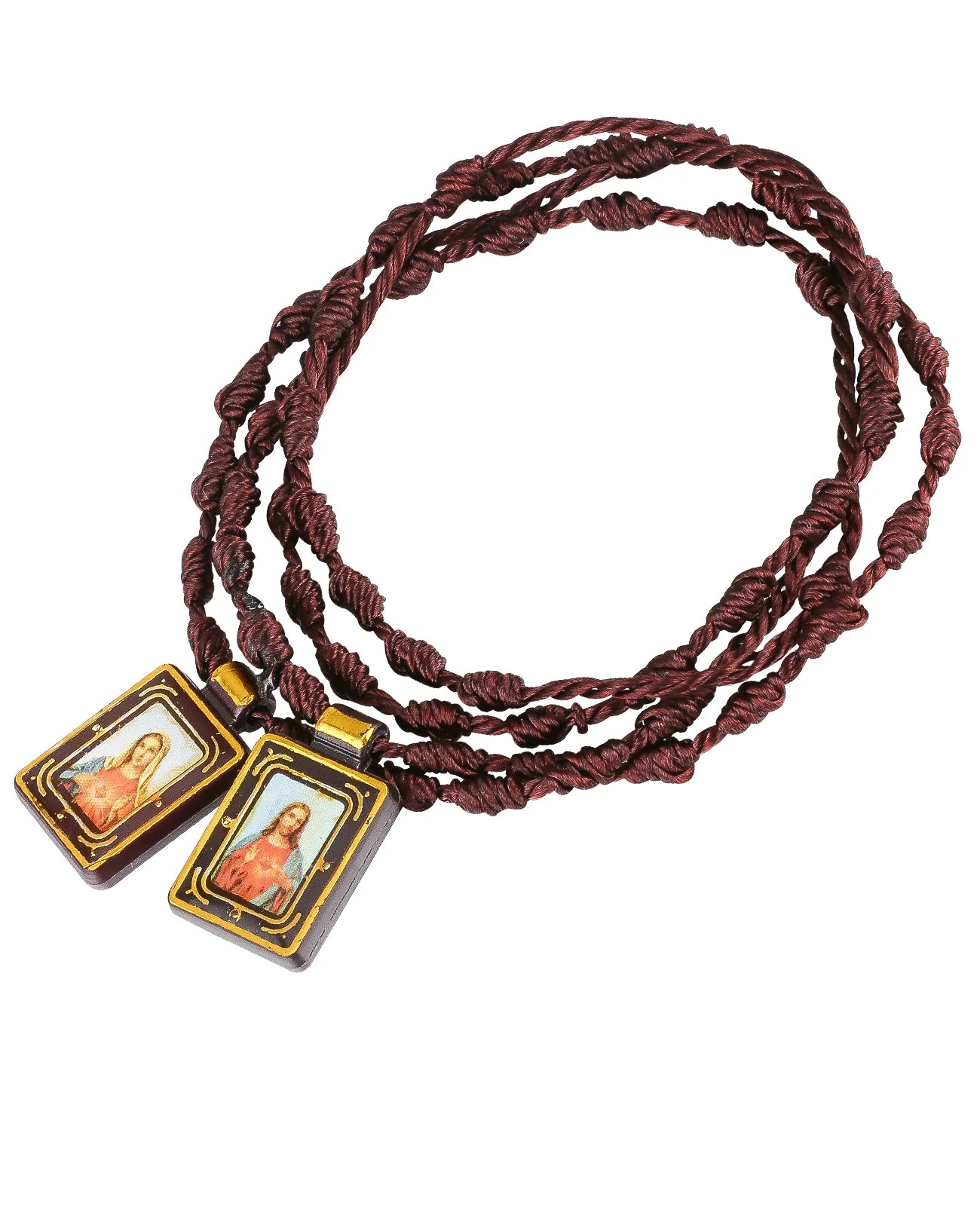 Coração sagrado católico jesus trançado cordão corrente scapular colar coração imaculado virgem maria medalha quadrada presente devocional