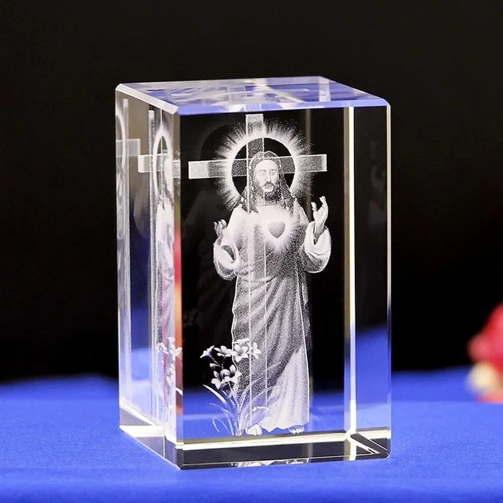 6 tipos cristão católico jesus retrato ornamentos de cristal criativo 3d esculpido cruz acessórios de decoração para casa decoração moderna