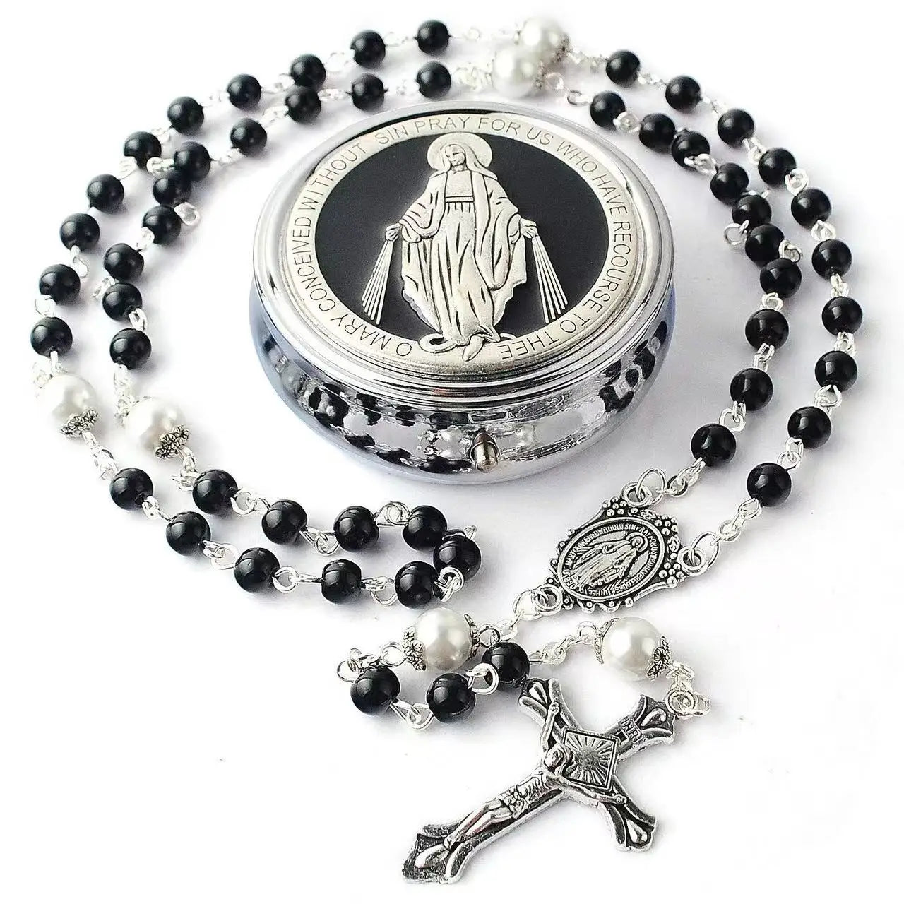 Terço de Pérola de Vidro 6mm - Presente de Comunhão