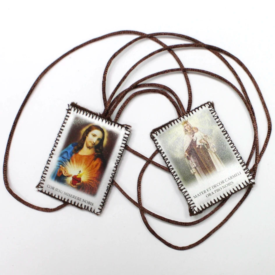 Escapulário Marrom de Nossa Senhora e Sagrado Coração