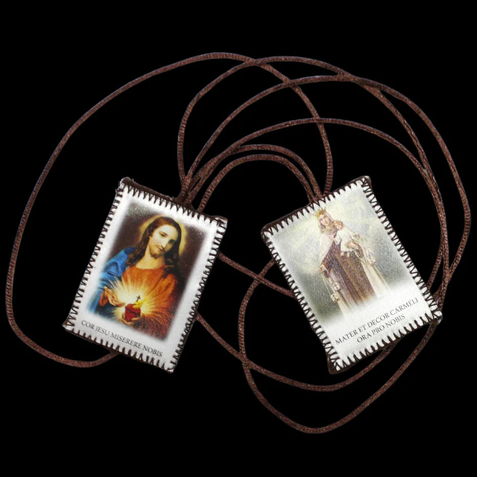 Escapulário Marrom de Nossa Senhora e Sagrado Coração