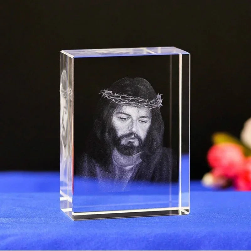 6 tipos cristão católico jesus retrato ornamentos de cristal criativo 3d esculpido cruz acessórios de decoração para casa decoração moderna