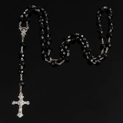 8mm moda rosário senhoras colar de alta qualidade diy jesus cristão cruz colar e pingente longa corrente jóias