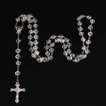 8mm moda rosário senhoras colar de alta qualidade diy jesus cristão cruz colar e pingente longa corrente jóias
