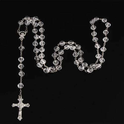 8mm moda rosário senhoras colar de alta qualidade diy jesus cristão cruz colar e pingente longa corrente jóias