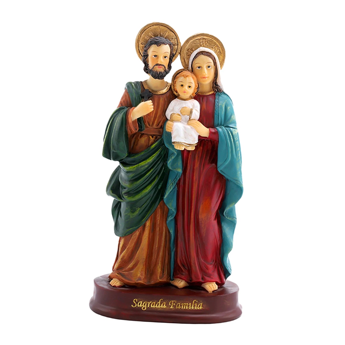 Estátua da sagrada família jesus estatueta artesanato presépio para desktop casa presente decoração escultura maria joseph