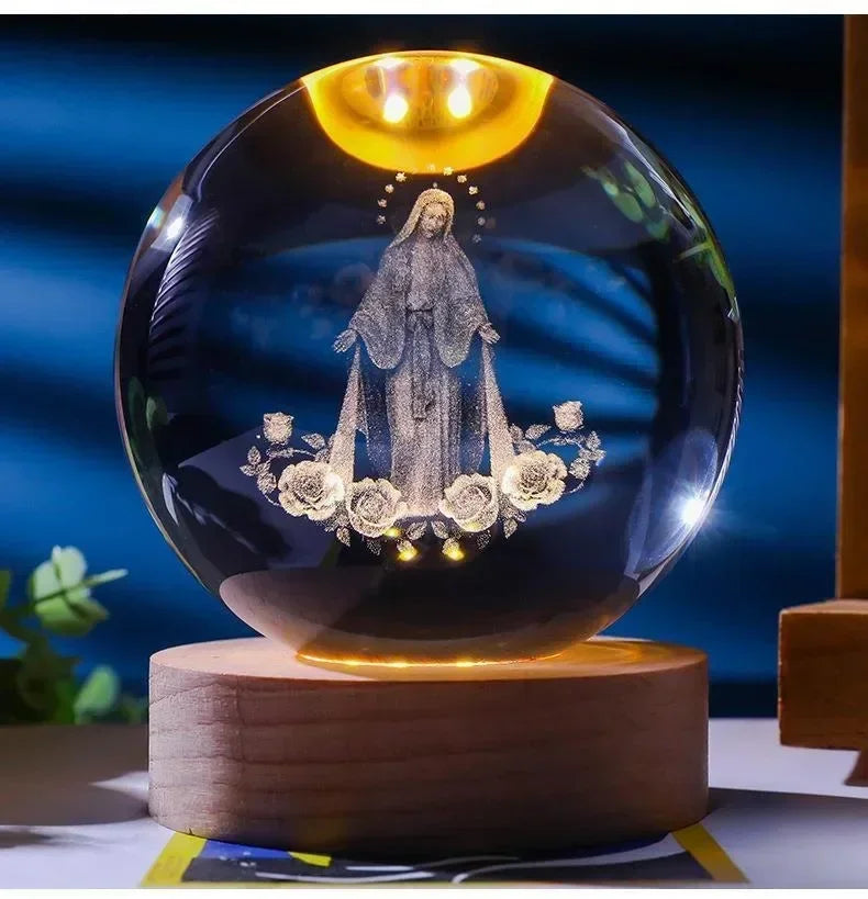 Bolas de Cristal Iluminadas com Símbolos Sagrados