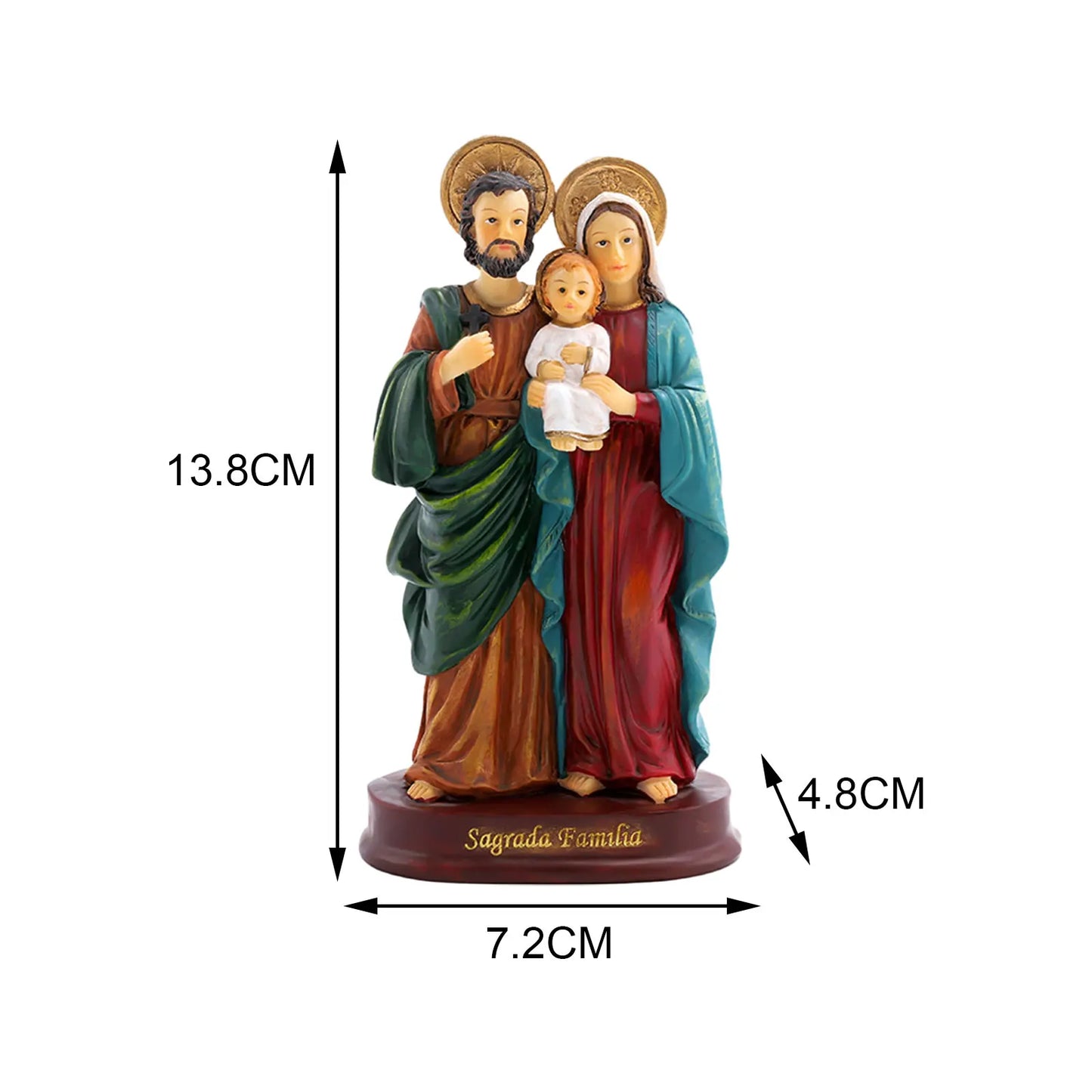 Estátua da sagrada família jesus estatueta artesanato presépio para desktop casa presente decoração escultura maria joseph