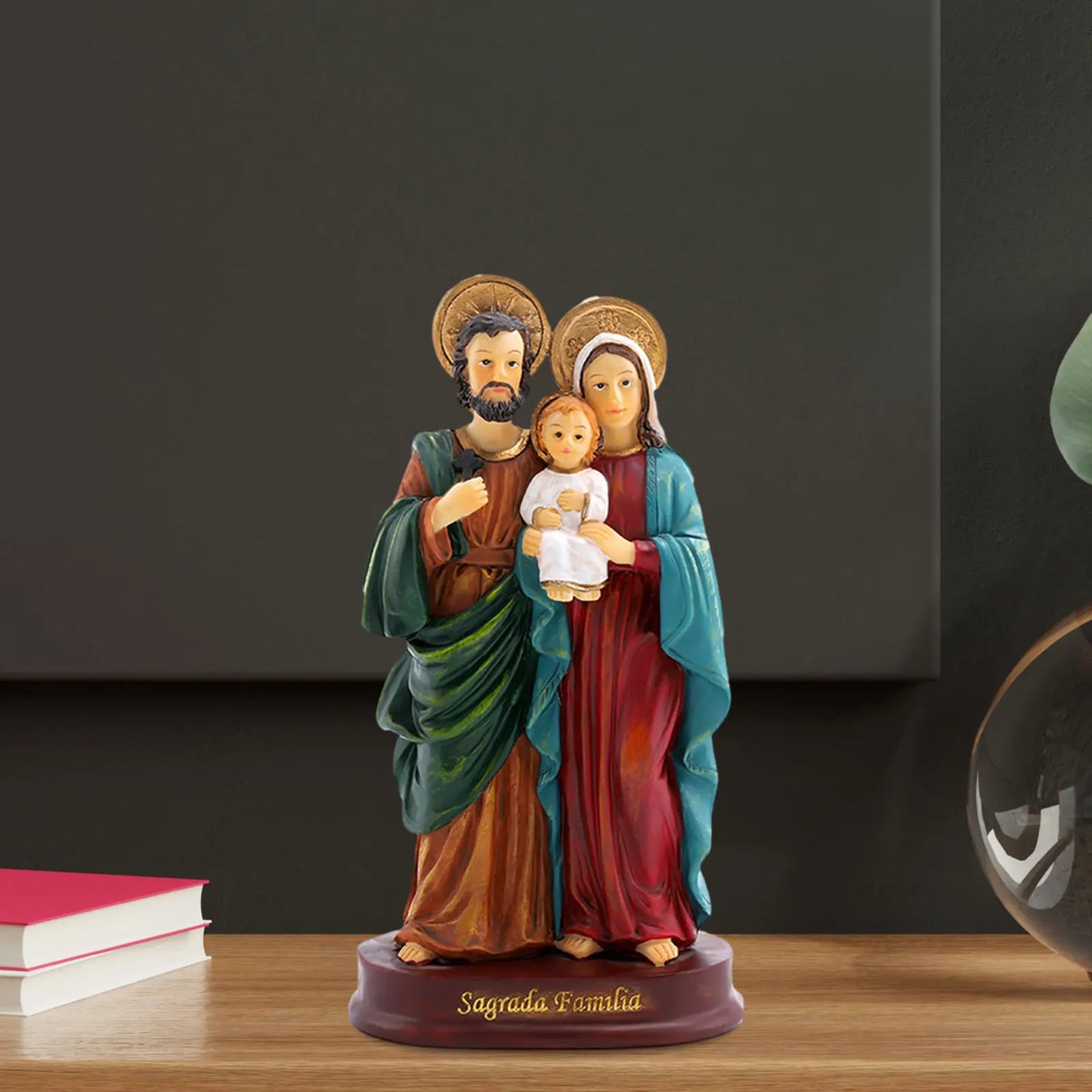 Estátua da sagrada família jesus estatueta artesanato presépio para desktop casa presente decoração escultura maria joseph