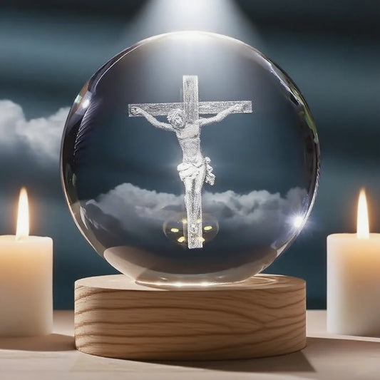 Bolas de Cristal Iluminadas com Símbolos Sagrados