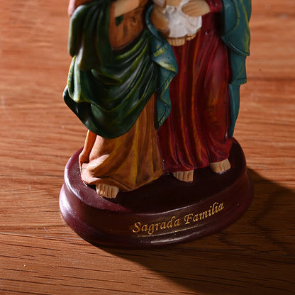 Estátua da sagrada família jesus estatueta artesanato presépio para desktop casa presente decoração escultura maria joseph