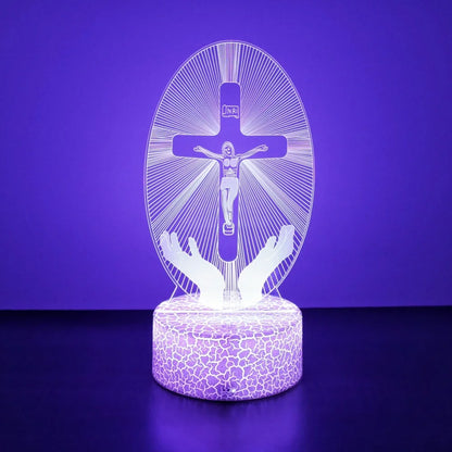 Lâmpada 3D Jesus Cruz LED - Fé e Luz