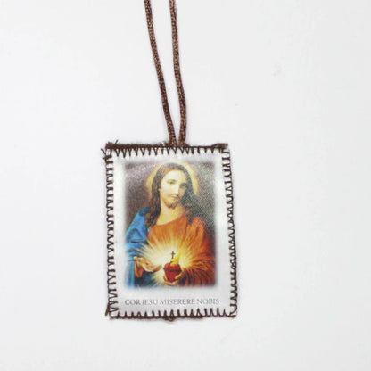 Escapulário Marrom de Nossa Senhora e Sagrado Coração