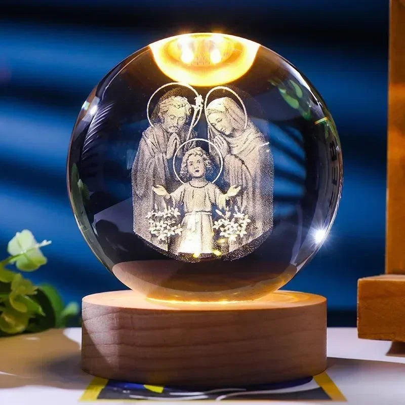 Bolas de Cristal Iluminadas com Símbolos Sagrados