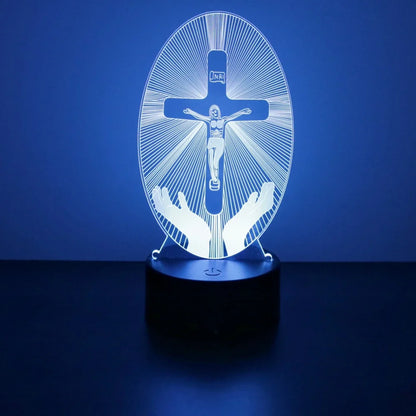 Lâmpada 3D Jesus Cruz LED - Fé e Luz
